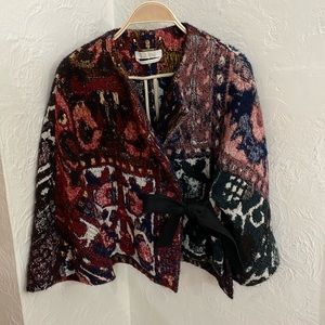 Chloe Tapestry Wrap Jacket Multicolor Cotton-Blend Size 36